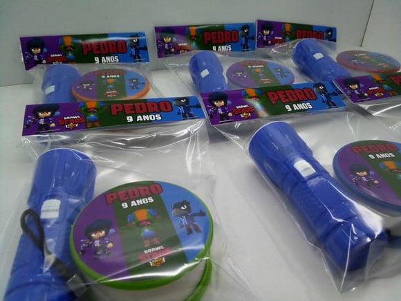Kit Copo Retratil + Mini Lanterna Brawl Stars