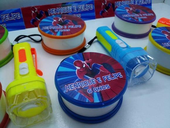 Kit Copo Retratil + Mini Lanterna Homem Aranha