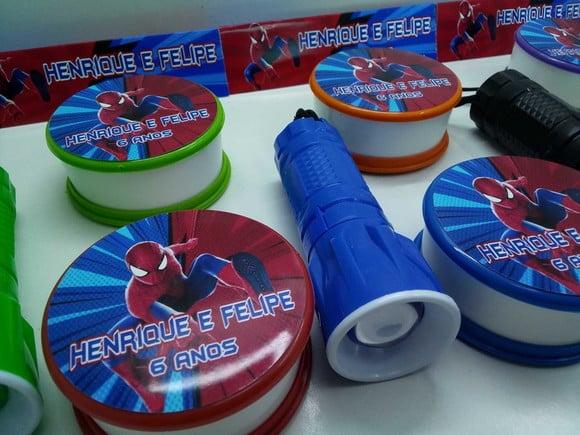 Kit Copo Retratil + Mini Lanterna Homem Aranha