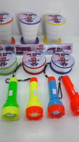 Kit Copo Retratil + Mini Lanterna Homem Aranha Baby