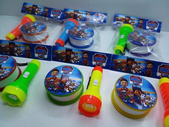 Kit Copo Retratil + Mini Lanterna Patrulha Canina