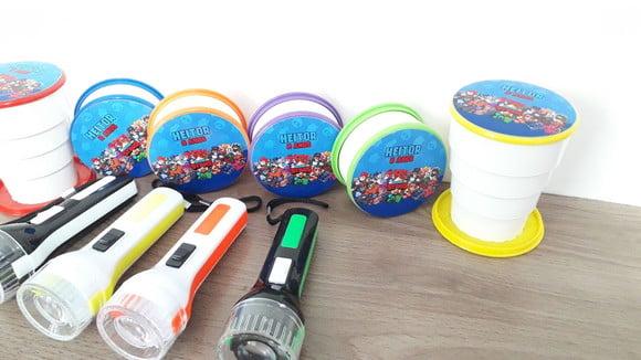 Kit Copo Retratil + Mini Lanterna Personalizado Brawl Star