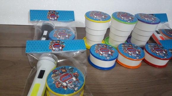 Kit Copo Retratil + Mini Lanterna Patrulha Canina