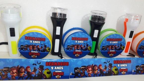 Kit Copo Retratil + Mini Lanterna Tema Brawl Stars