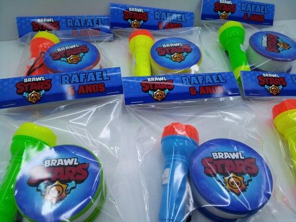 Kit Copo Retratil + Mini Lanterna Tema Brawl Stars