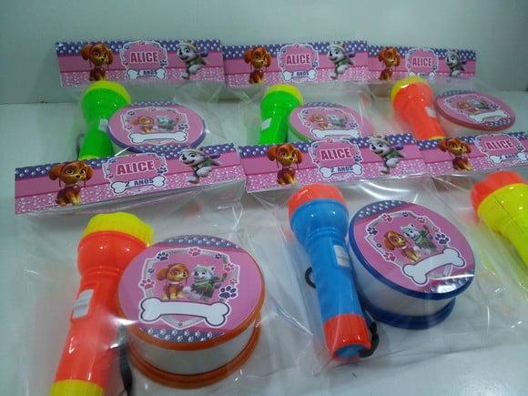 Kit Copo Retratil + Mini Lanterna Tema Patrulha Canina