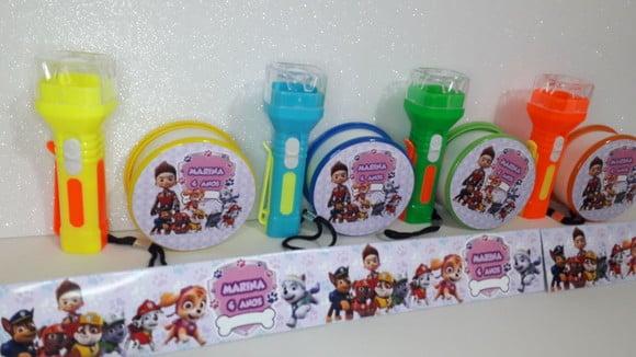 Kit Copo Retratil + Mini Lanterna Tema Patrulha Canina