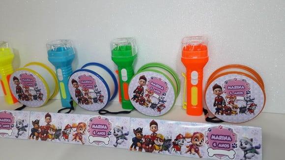 Kit Copo Retratil + Mini Lanterna Tema Patrulha Canina