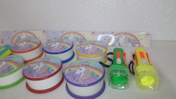 Kit Copo Retratil + Mini Lanterna Unicornio