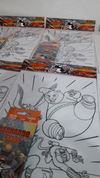 Kit de Desenhos para Colorir com Giz de Cera Kung Fu Panda