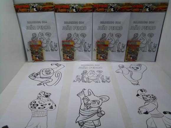 Kit de Desenhos para Colorir com Giz de Cera Kung Fu Panda