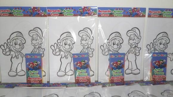 Kit de Desenhos para Colorir com Giz de Cera Super Mario
