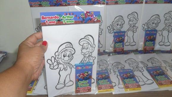 Kit de Desenhos para Colorir com Giz de Cera Super Mario