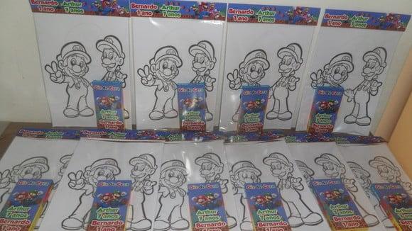 Kit de Desenhos para Colorir com Giz de Cera Super Mario
