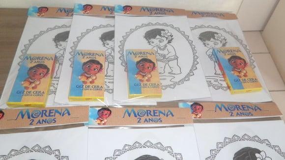 Kit de Desenhos para Colorir com Giz de Cera Tema Moana
