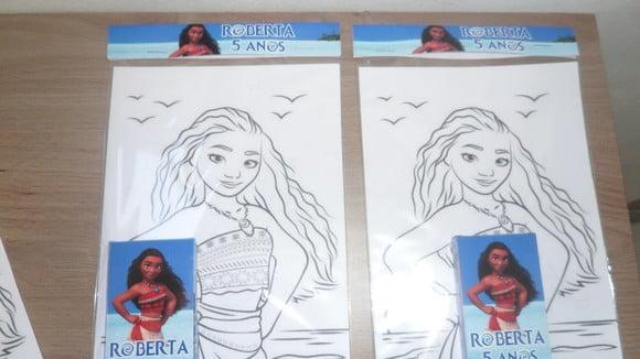Kit de Desenhos para Colorir com Giz de Cera Tema Moana