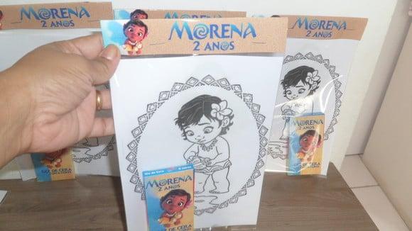 Kit de Desenhos para Colorir com Giz de Cera Tema Moana