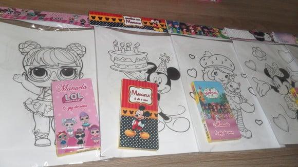 Kit de Desenhos para Colorir com Giz no Tema da Sua Festa