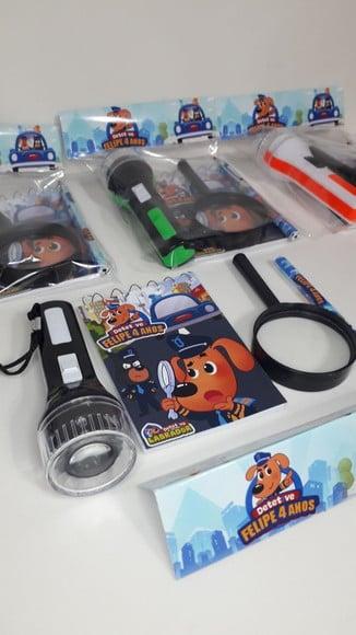 Kit Detetive Bloquinho + Mini Lápis + Lanterna + Lupa