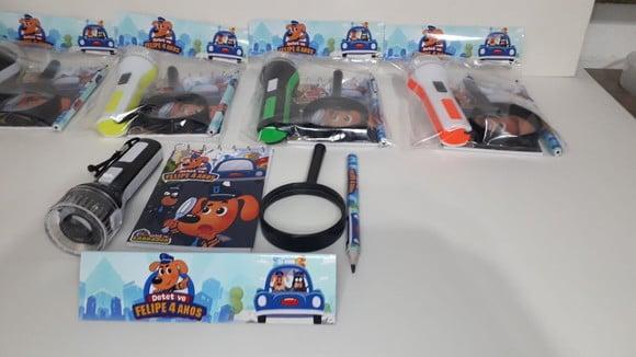Kit Detetive Bloquinho + Mini Lápis + Lanterna + Lupa