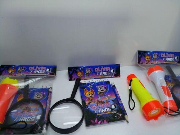 Kit Detetive Labrador Bloquinho+mini Lápis+lanterna+lupa
