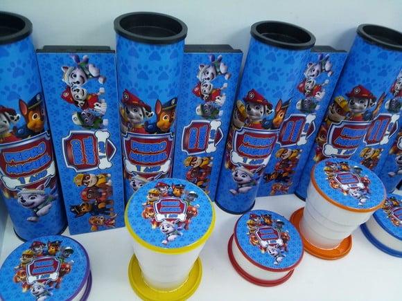 Kit Dominó + Pega Varetas + Copo Retrátil Patrulha Canina