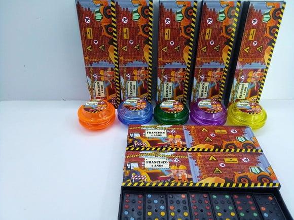 Kit Domino e Ioio Personalizado Tema Construção