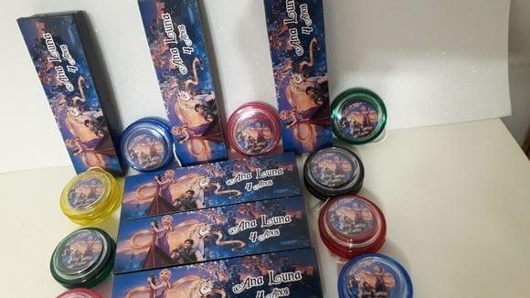 Kit Domino e Ioio Personalizado Tema Rapunzel
