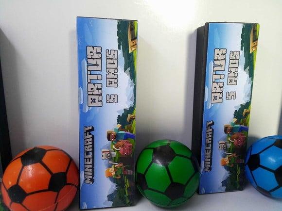 Kit Domino e Mini Bola Macia 6x6cm Tema Minivcraft