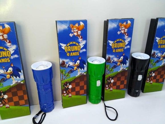 Kit Domino e Lanterna Personalizado Tema Sonic