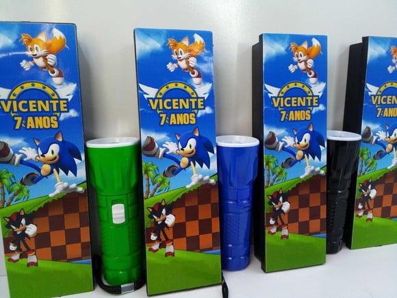 Kit Domino e Lanterna Personalizado Tema Sonic