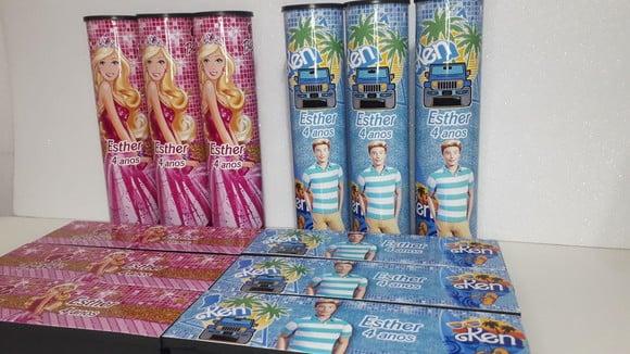 Kit Domino e Pega Varetas Barbi e Ken
