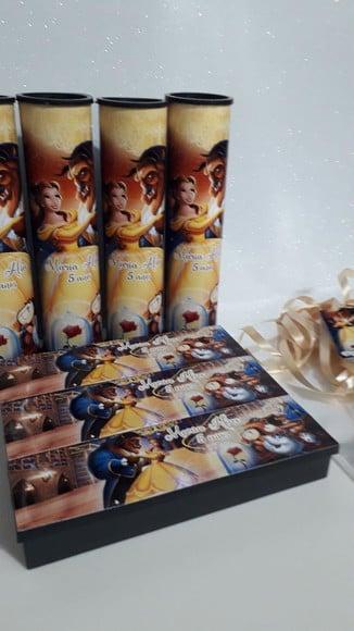Kit Domino e Pega Varetas Personalizado a Bela e a Fera