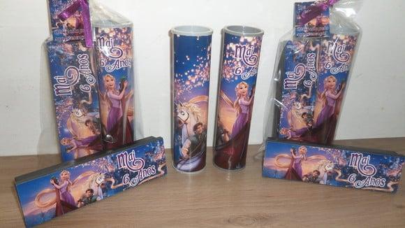 Kit Domino e Pega Varetas Personalizado Enrolados Rapunzel