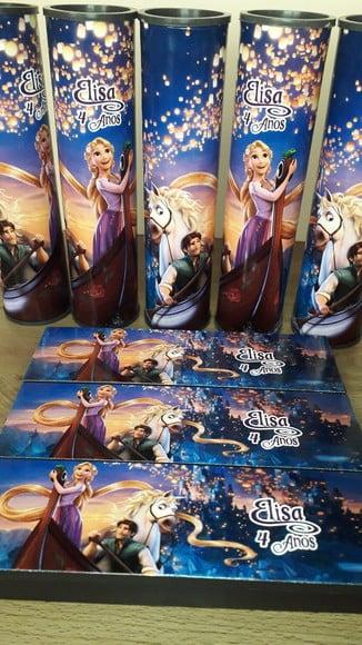 Kit Domino e Pega Varetas Personalizado Enrolados Rapunzel