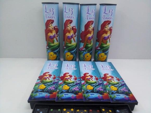 Kit Domino e Pega Varetas Personalizado Pequena Sereia