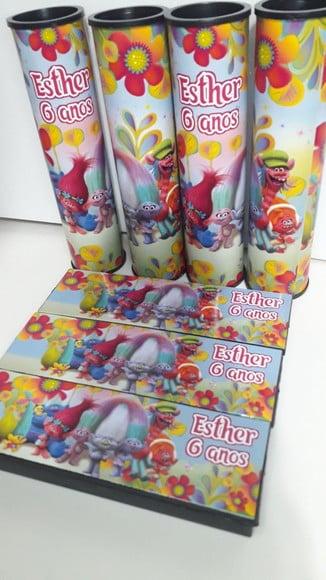 Kit Domino e Pega Varetas Personalizado Trolls