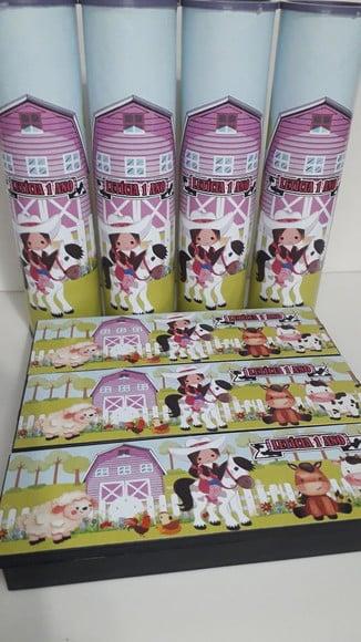 Kit Domino e Pega Varetas Tema Fazendinha Rosa