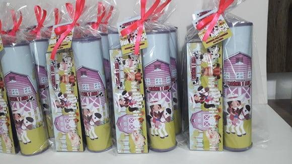 Kit Domino e Pega Varetas Tema Fazendinha Rosa