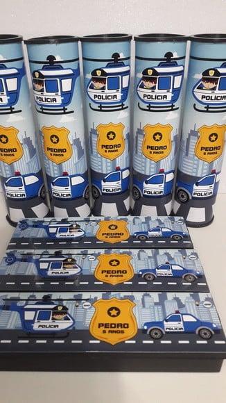 Kit Domino e Pega Varetas Tema Policia