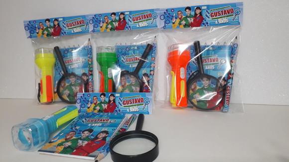 Kit Dpa Bloquinho + Mini Lápis + Lanterna + Lupa