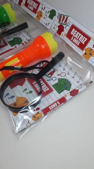Kit Dpa Bloquinho + Mini Lápis + Lanterna + Lupa
