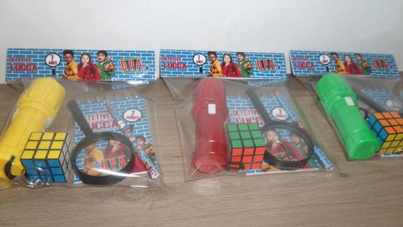 Kit Dpa Bloquinho + Mini Lápis + Lanterna + Lupa + Mini Cubo