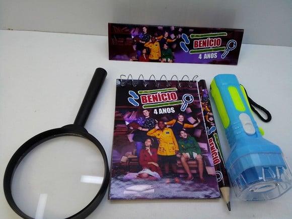 Kit Dpa Bloquinho+mini Lápis+lanterna+lupa