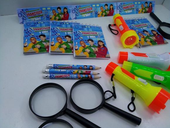 Kit Dpa Bloquinho+mini Lápis+lanterna+lupa