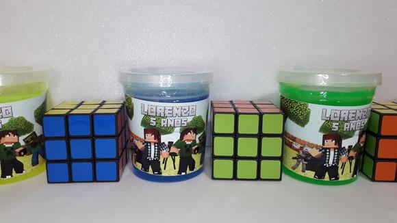 Kit Geleca + Cubo Magico Tema Minicraf