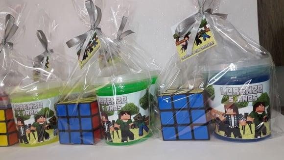Kit Geleca + Cubo Magico Tema Minicraf