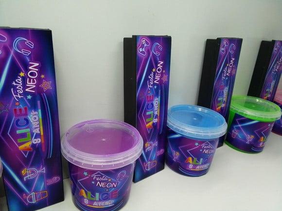 Kit Geleca Tipo Slime + Dominó Tema Neon