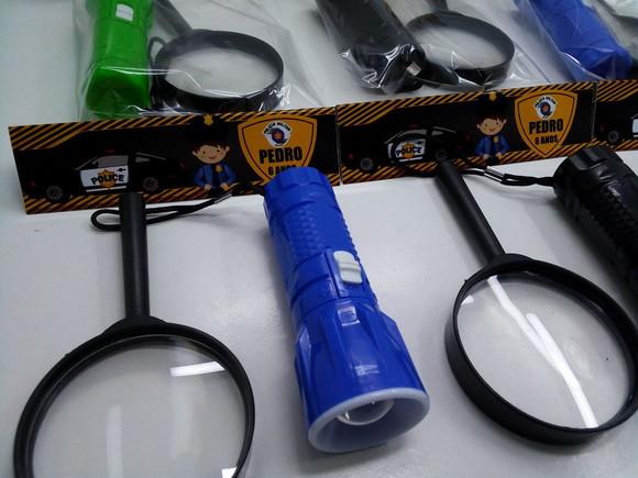 Kit Lanterna e Lupa Tema Policia Militar