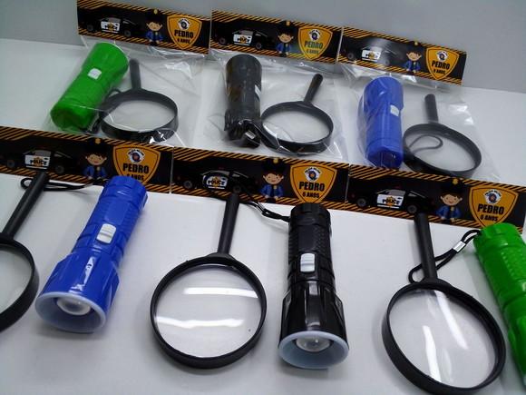 Kit Lanterna e Lupa Tema Policia Militar